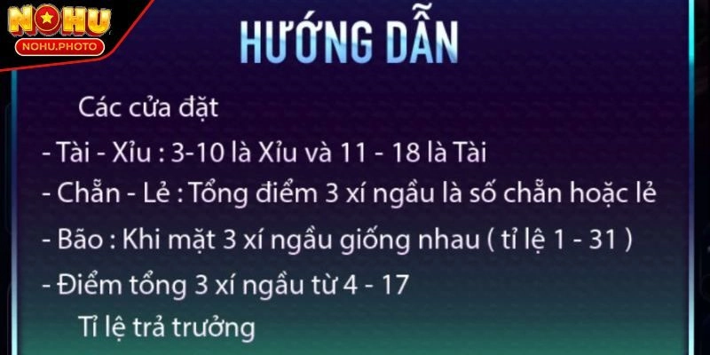 Luật chơi lắc tài xỉu Nohu trực tiếp online đơn giản