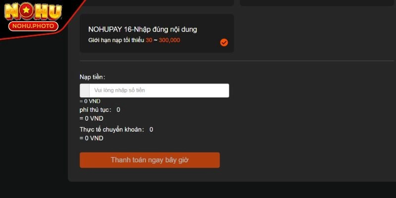 Một số lưu ý khi nạp tiền Nohu